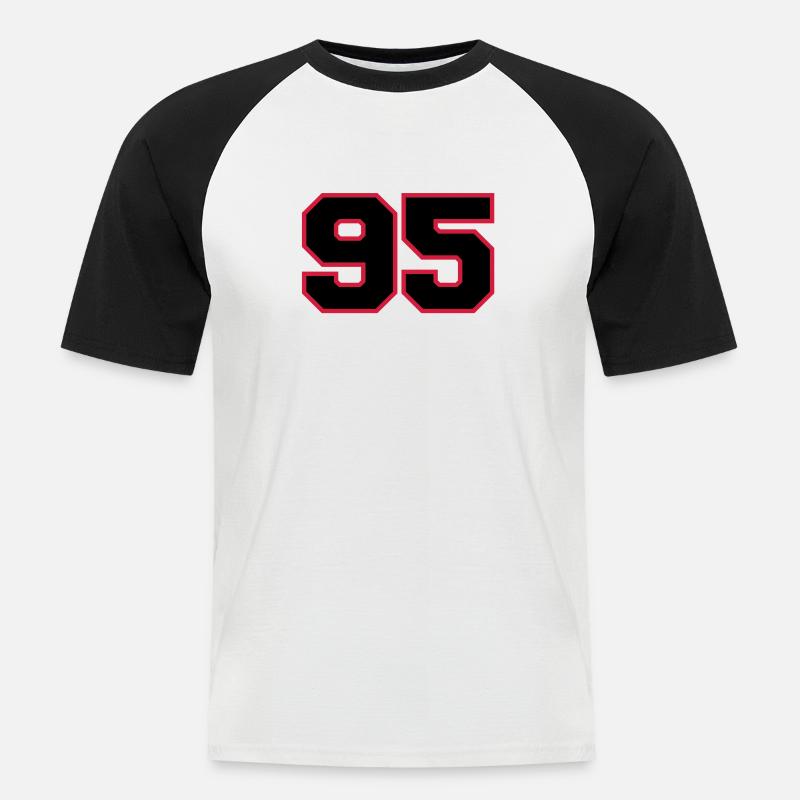 number95 - Männer Baseball-T-Shirt - Weiß/Schwarz