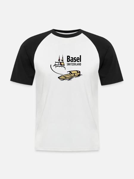 Faehri Muenster Basel - Männer Baseball-T-Shirt - Weiß/Schwarz