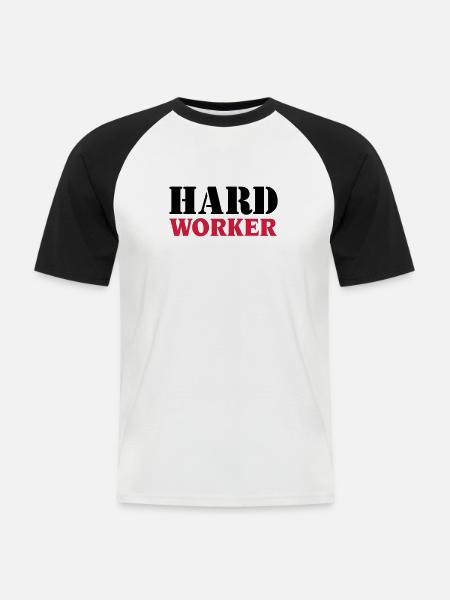 Hard worker - Männer Baseball-T-Shirt - Weiß/Schwarz