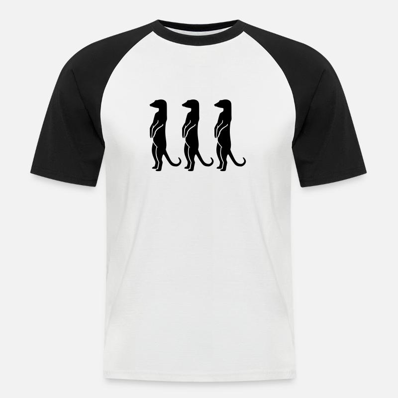 Erdmännchen - Männer Baseball-T-Shirt - Weiß/Schwarz