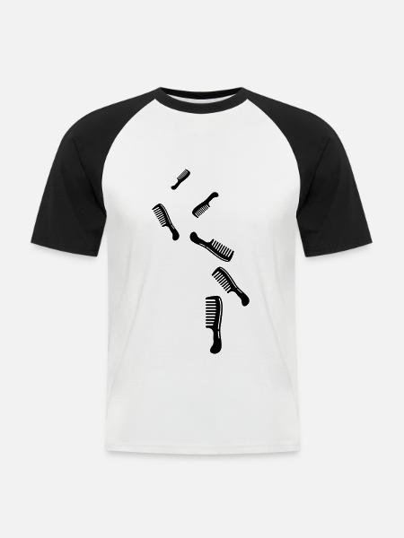 Kamm Friseur icon - Männer Baseball-T-Shirt - Weiß/Schwarz