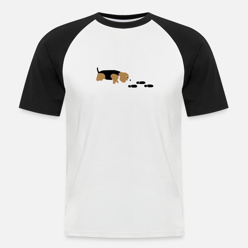 Beagle Mantrailer - Männer Baseball-T-Shirt - Weiß/Schwarz