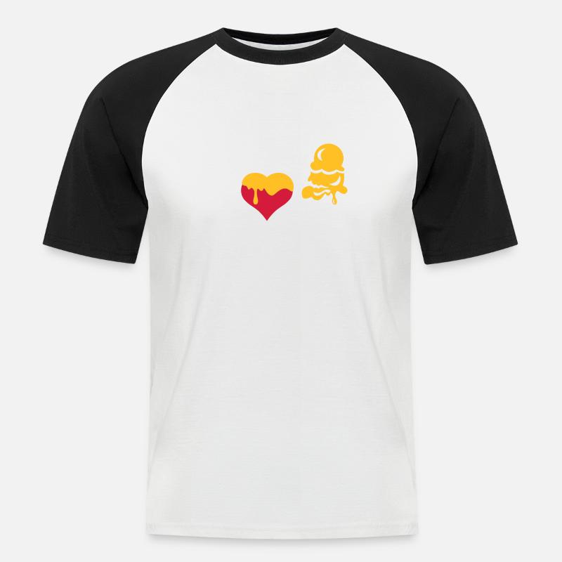 I love Eiscreme - Männer Baseball-T-Shirt - Weiß/Schwarz