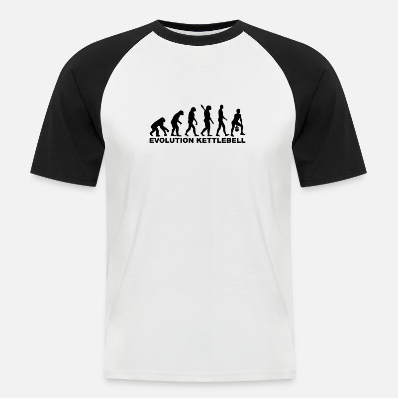 Kettlebell - Männer Baseball-T-Shirt - Weiß/Schwarz