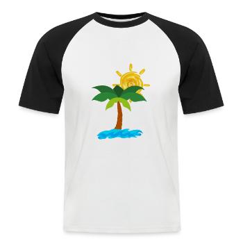 Palme - Männer Baseball-T-Shirt - Weiß/Schwarz - Vorne - Nik (191cm)