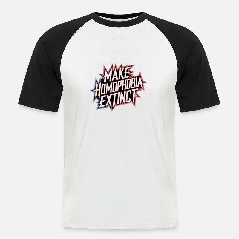 Make Homophobia Extinct 7 - Männer Baseball-T-Shirt - Weiß/Schwarz