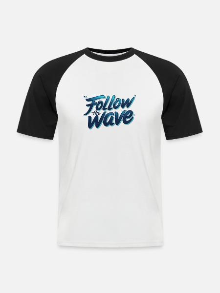 Welle - Männer Baseball-T-Shirt - Weiß/Schwarz
