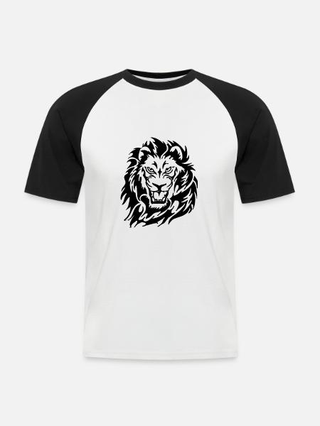 Angry Lion - Men's Baseball T-Shirt - white/black