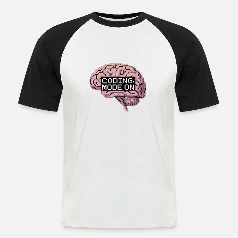 Coding Mode On 12 - Männer Baseball-T-Shirt - Weiß/Schwarz
