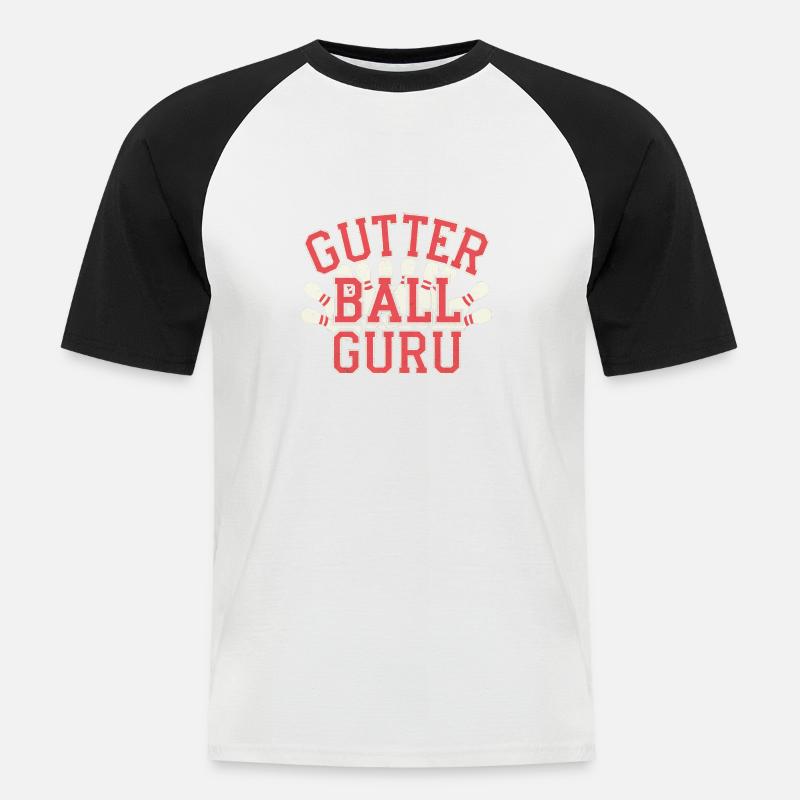Gutter Ball Guru 14 - Männer Baseball-T-Shirt - Weiß/Schwarz