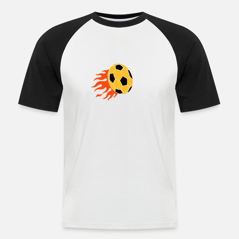 brennender Ball - burning ball - Männer Baseball-T-Shirt - Weiß/Schwarz