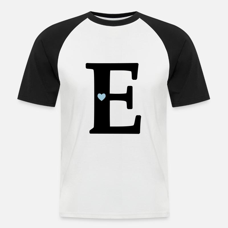 Buchstabe E Anfangsbuchstabe - Männer Baseball-T-Shirt - Weiß/Schwarz