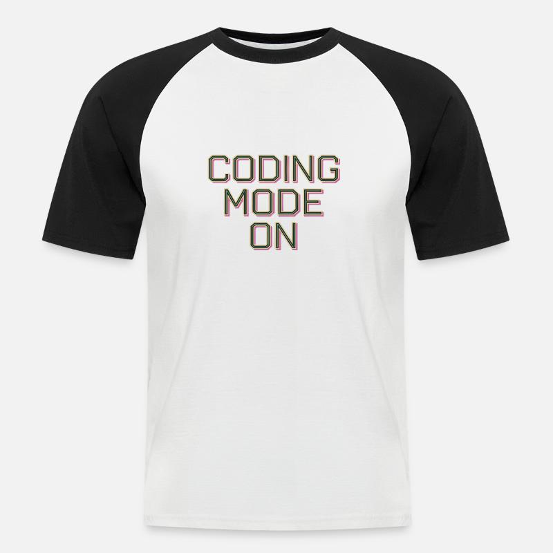 Coding Mode On 13 - Männer Baseball-T-Shirt - Weiß/Schwarz