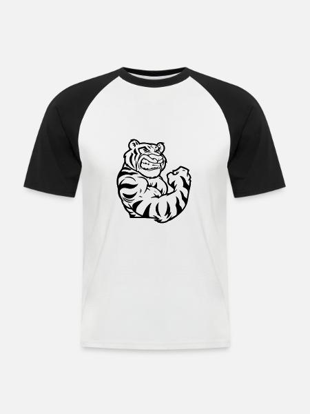 biceps tigrés - T-shirt baseball manches courtes Homme - blanc/noir