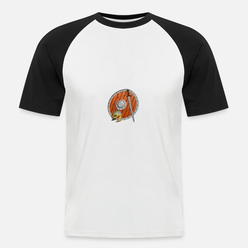 Wikinger Valhalla Calling - Männer Baseball-T-Shirt - Weiß/Schwarz