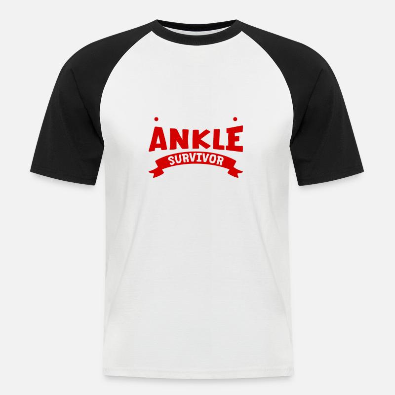 Broken Ankle Survivor 2 - Männer Baseball-T-Shirt - Weiß/Schwarz