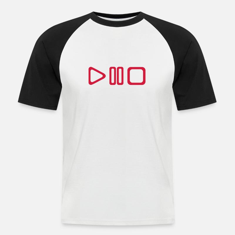 Player Tasten - Männer Baseball-T-Shirt - Weiß/Schwarz