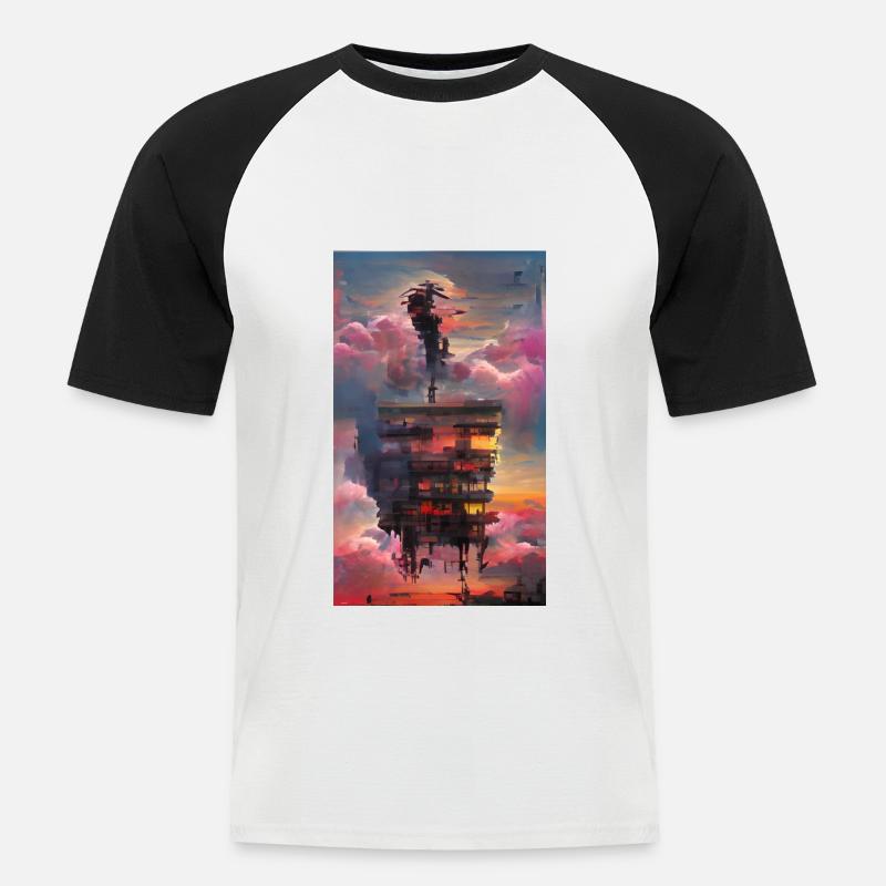 Skyskraper - Männer Baseball-T-Shirt - Weiß/Schwarz