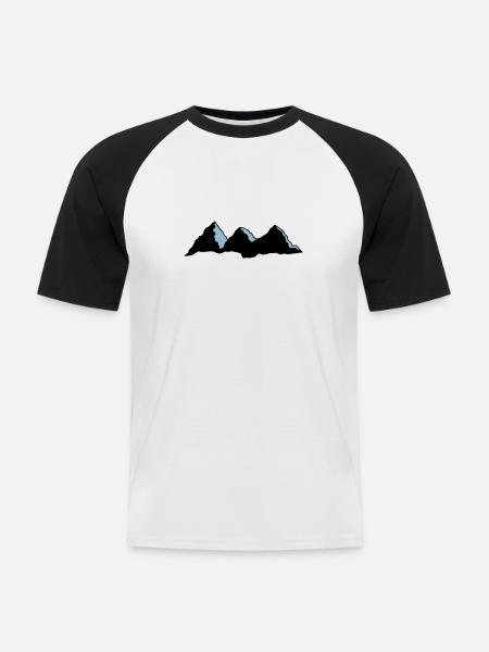mountain highlander drawing vector - Men's Baseball T-Shirt - white/black