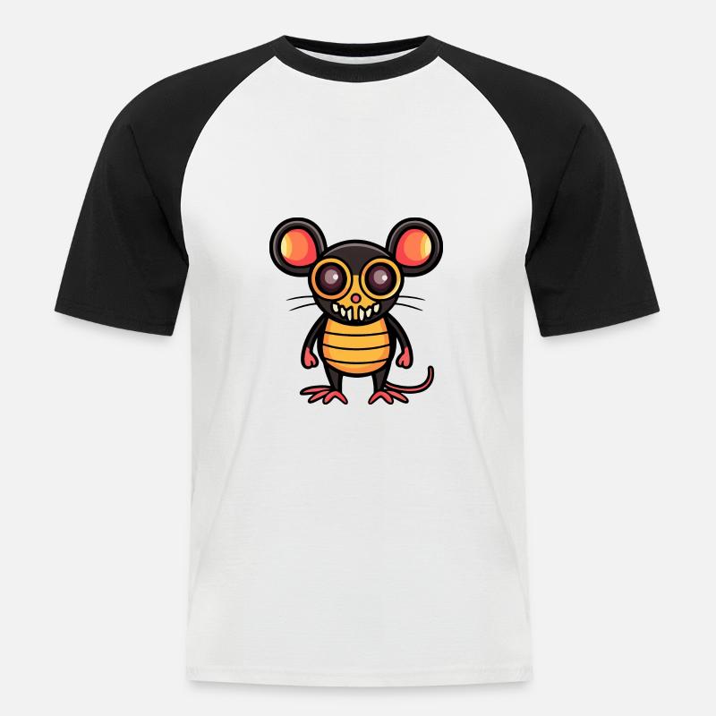 Maus Halloween Comic - Männer Baseball-T-Shirt - Weiß/Schwarz