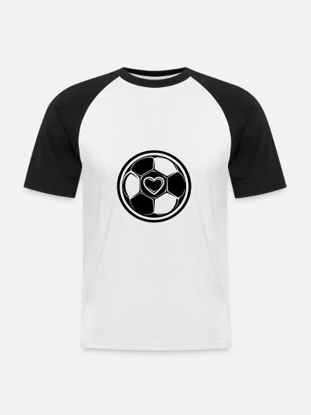 Soccer Symbol Heart Team - Men's Baseball T-Shirt - white/black