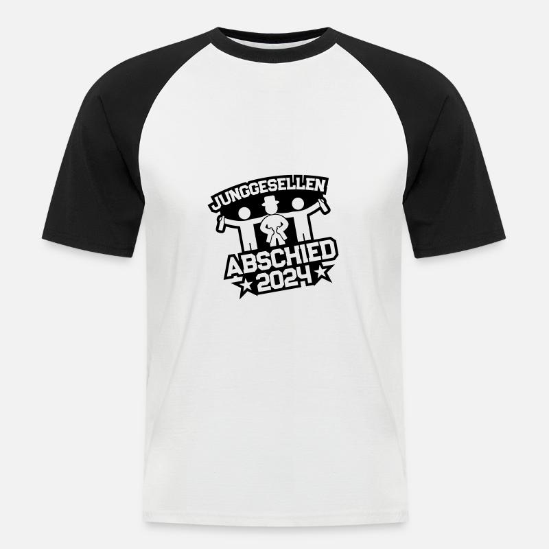 Junggesellenabschied 2024 - Männer Baseball-T-Shirt - Weiß/Schwarz