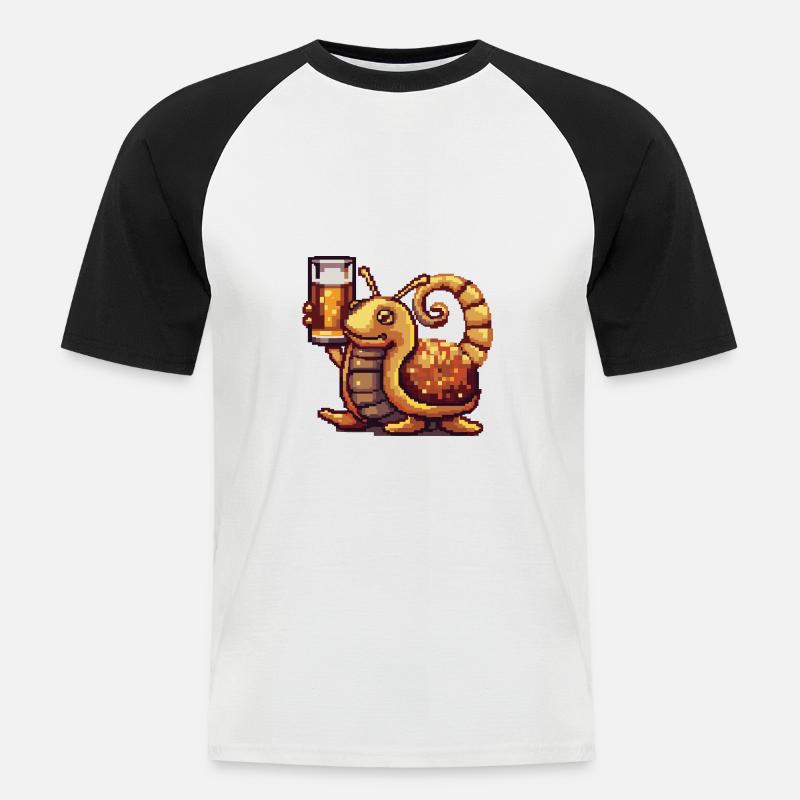 Schnecke Bier Pixel - Männer Baseball-T-Shirt - Weiß/Schwarz