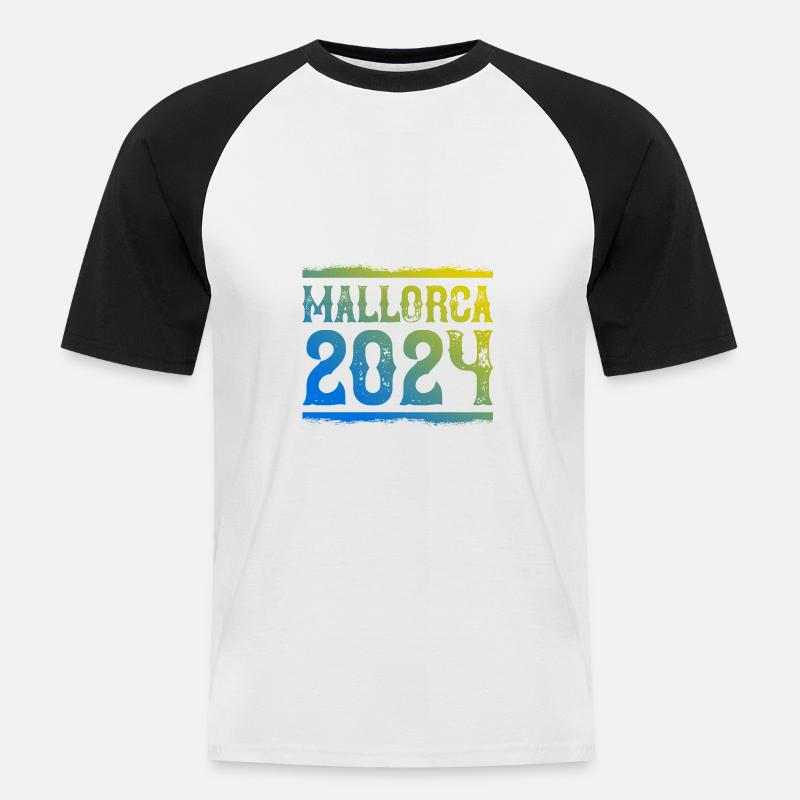 Mallorca 2024 - Männer Baseball-T-Shirt - Weiß/Schwarz