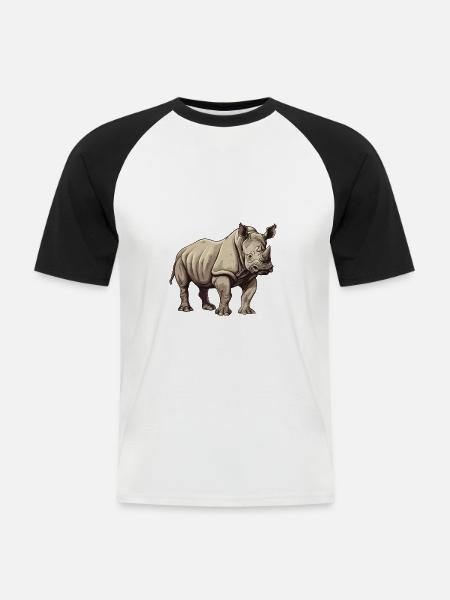 Nashorn Tier - Männer Baseball-T-Shirt - Weiß/Schwarz