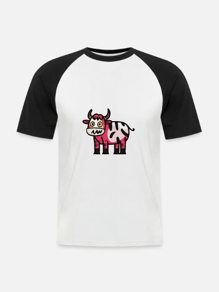 Kuh Halloween Tier - Männer Baseball-T-Shirt - Weiß/Schwarz
