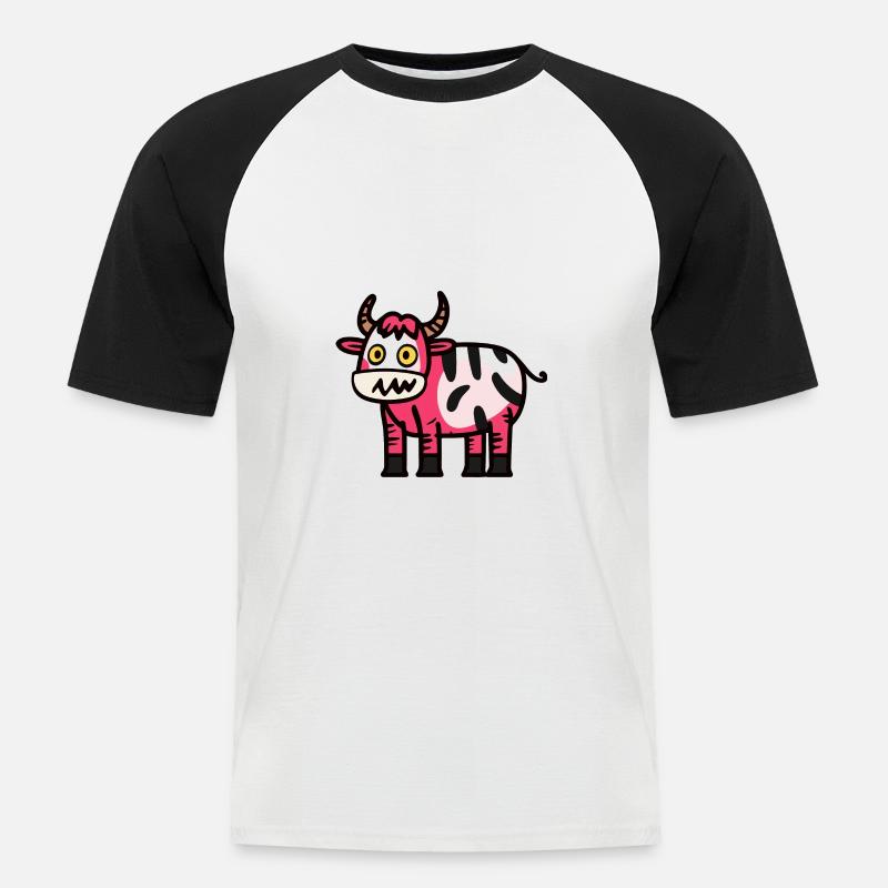 Kuh Halloween Tier - Männer Baseball-T-Shirt - Weiß/Schwarz