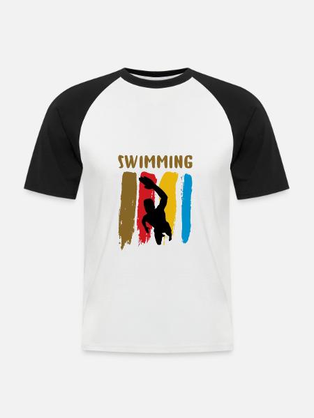 Natation - T-shirt baseball manches courtes Homme - blanc/noir