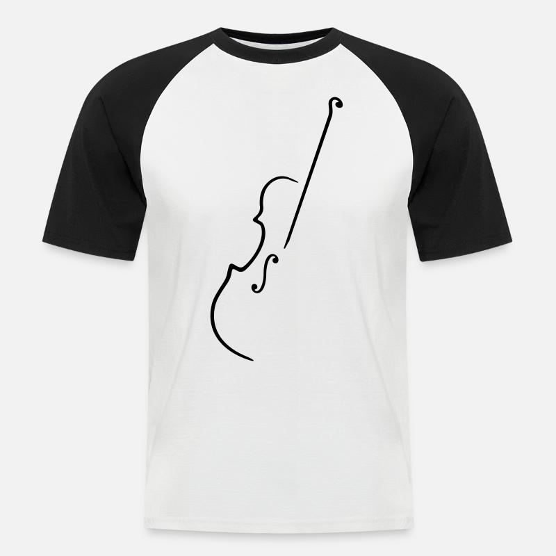 halbe Geige half - Männer Baseball-T-Shirt - Weiß/Schwarz