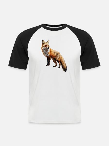 Roter Fuchs – Wildtier Alpen Design - Männer Baseball-T-Shirt - Weiß/Schwarz