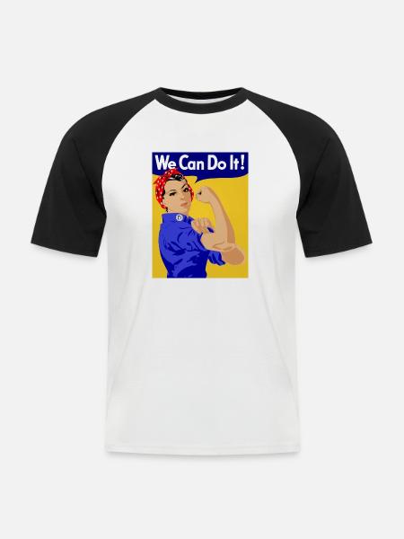 Frauenpower - Männer Baseball-T-Shirt - Weiß/Schwarz