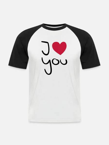 love_you_3_f2 - Men's Baseball T-Shirt - white/black