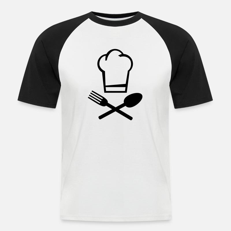 Kochen Logo - Männer Baseball-T-Shirt - Weiß/Schwarz