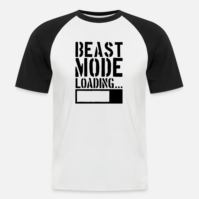 Caution Beast Mode Loading - Männer Baseball-T-Shirt - Weiß/Schwarz