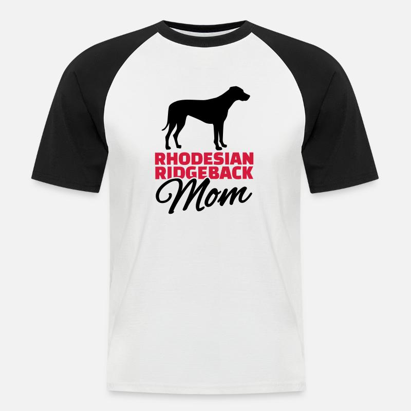 Rhodesian Ridgeback Mom - T-shirt baseball manches courtes Homme - blanc/noir