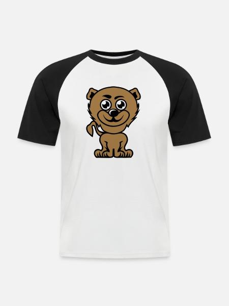 bear drawing child animals - Men's Baseball T-Shirt - white/black