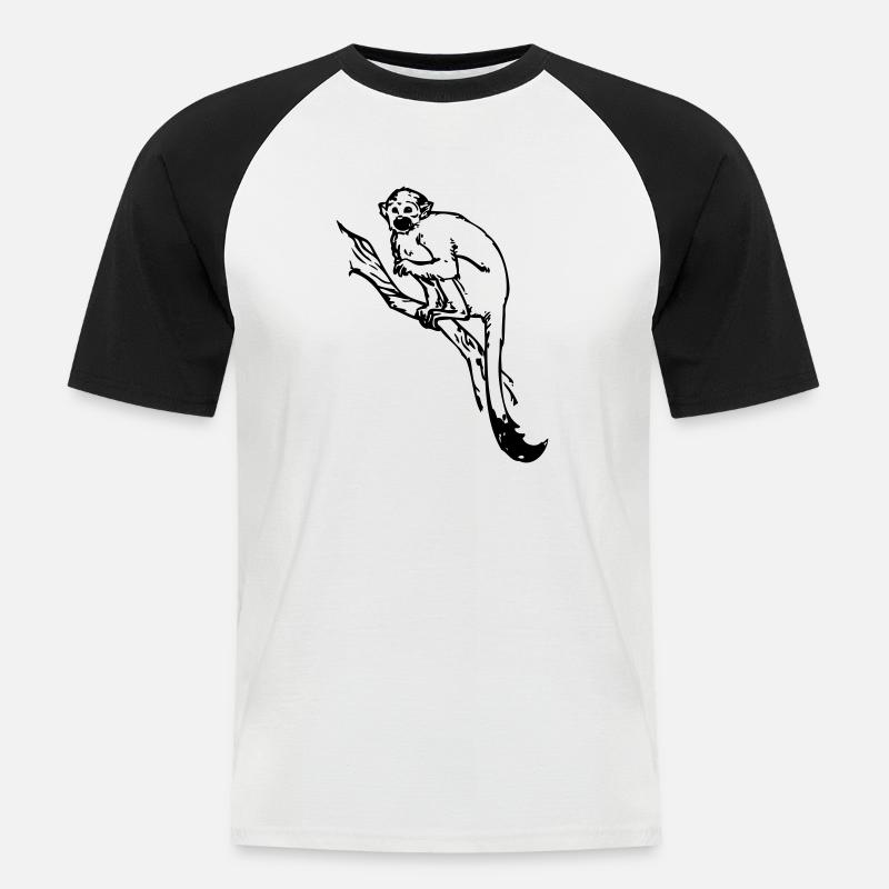 Niedlicher Affe auf Baum - Männer Baseball-T-Shirt - Weiß/Schwarz