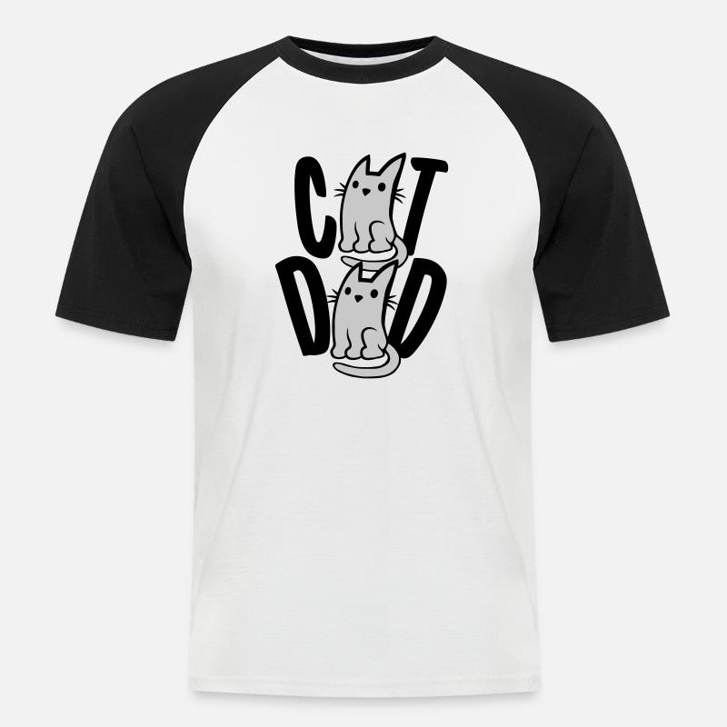 Cat Dad Text Logo - Männer Baseball-T-Shirt - Weiß/Schwarz