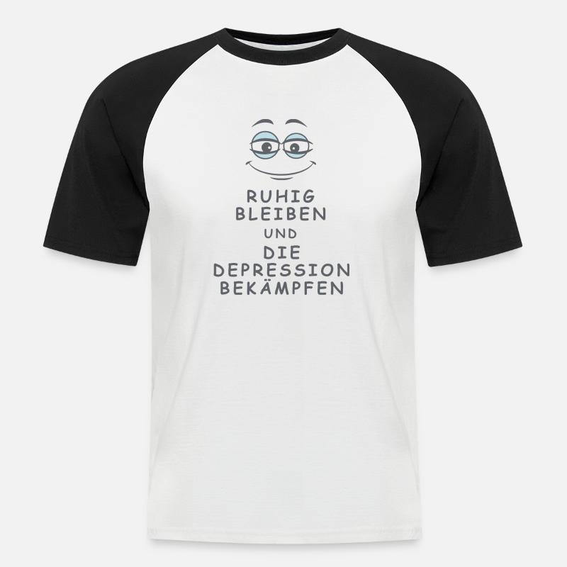 Depression bekämpfen - Männer Baseball-T-Shirt - Weiß/Schwarz