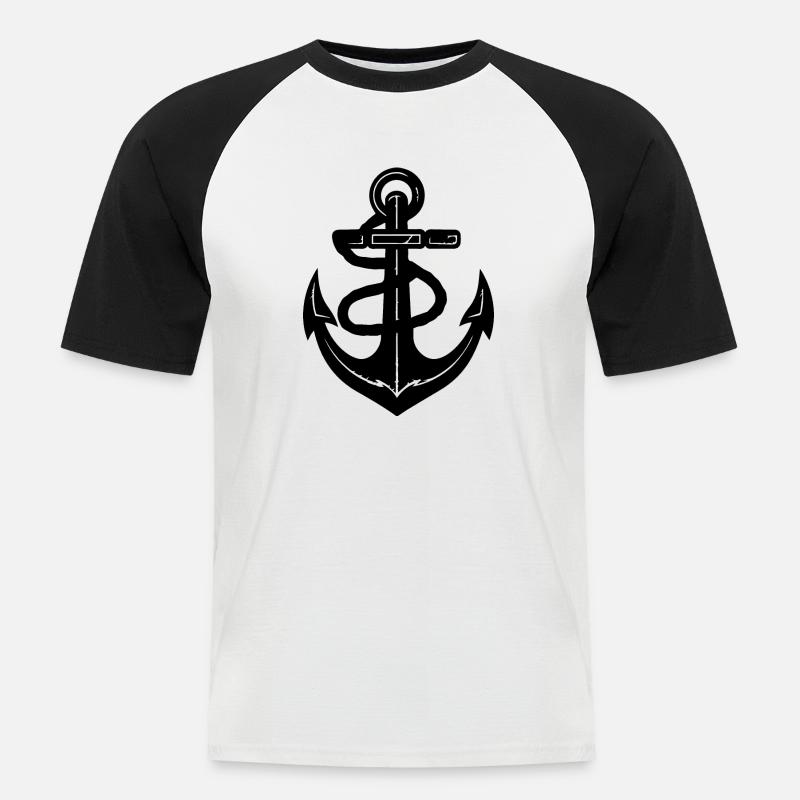 Anker Boot Schiff Nautik - Männer Baseball-T-Shirt - Weiß/Schwarz