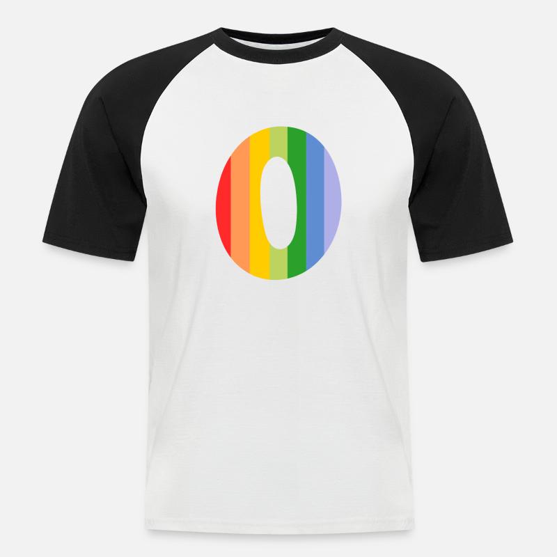 Buchstabe oder Regenbogen - Männer Baseball-T-Shirt - Weiß/Schwarz