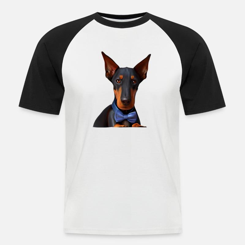 Dobermanntrainer Dobermann Hund Dobermannwelpe - Männer Baseball-T-Shirt - Weiß/Schwarz