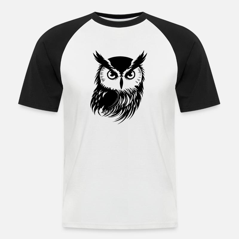 Eule Eulen Vogel Vögel - Männer Baseball-T-Shirt - Weiß/Schwarz