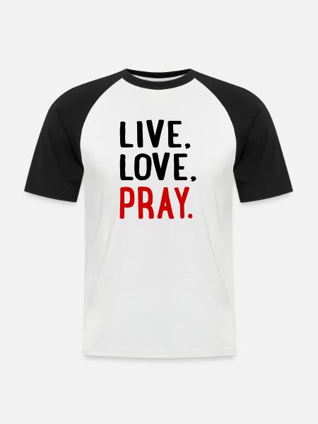 pray - Men's Baseball T-Shirt - white/black