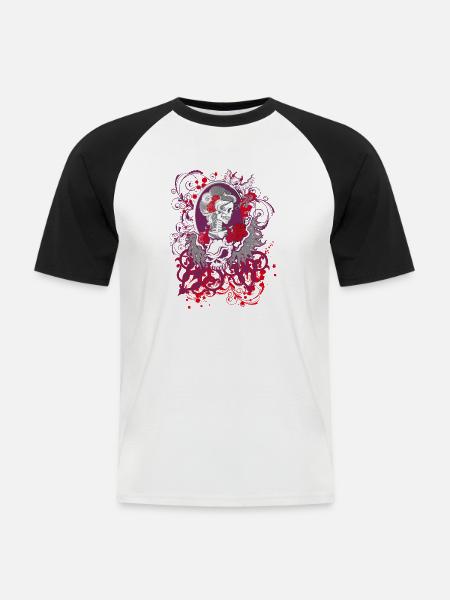 Dia de los Muertos - Männer Baseball-T-Shirt - Weiß/Schwarz