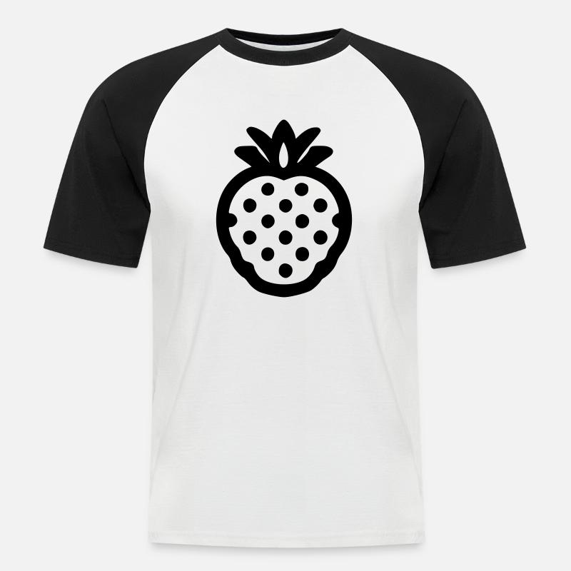 Erdbeere - Männer Baseball-T-Shirt - Weiß/Schwarz